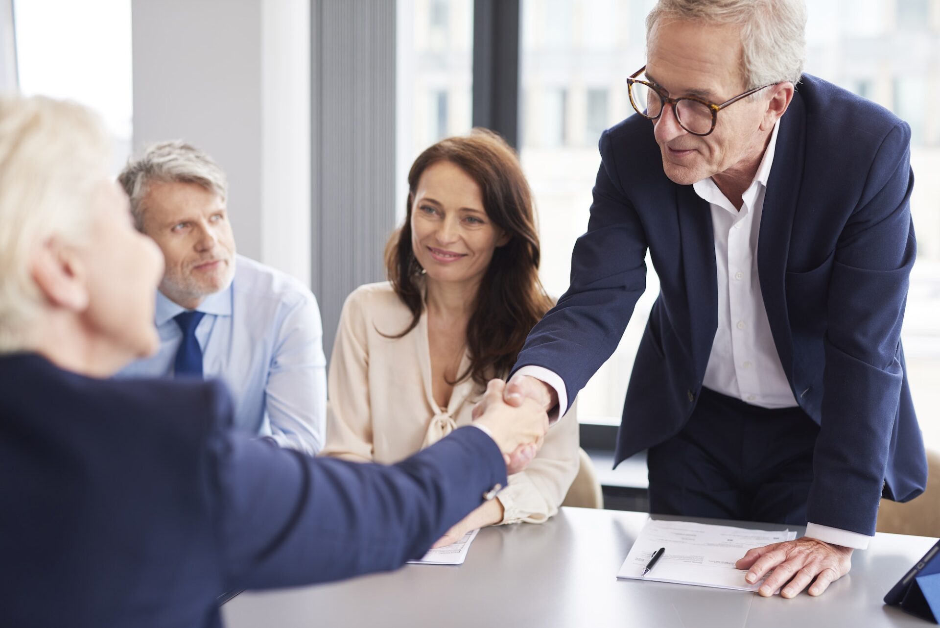 Good deal between business partners during business meeting